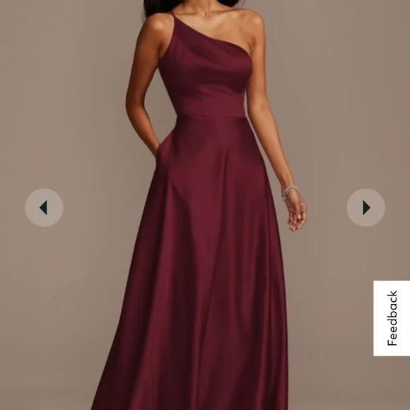 David’s bridal bridesmaid dress one shoulder wine - Picture 1 of 3